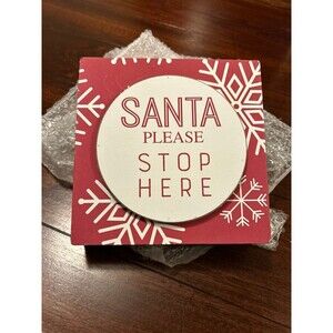 Bundle of 2 Bright Candy Stripe Santa Stop Here Sign